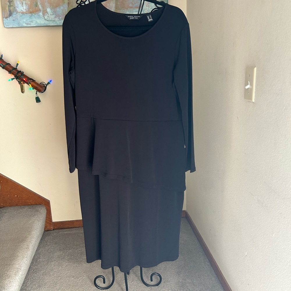 Susan Graver Everyday M Black Peplum Dress